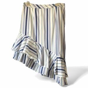 Halogen Blue White Asymmetrical Midi Skirt Coastal Chic Size 10P
